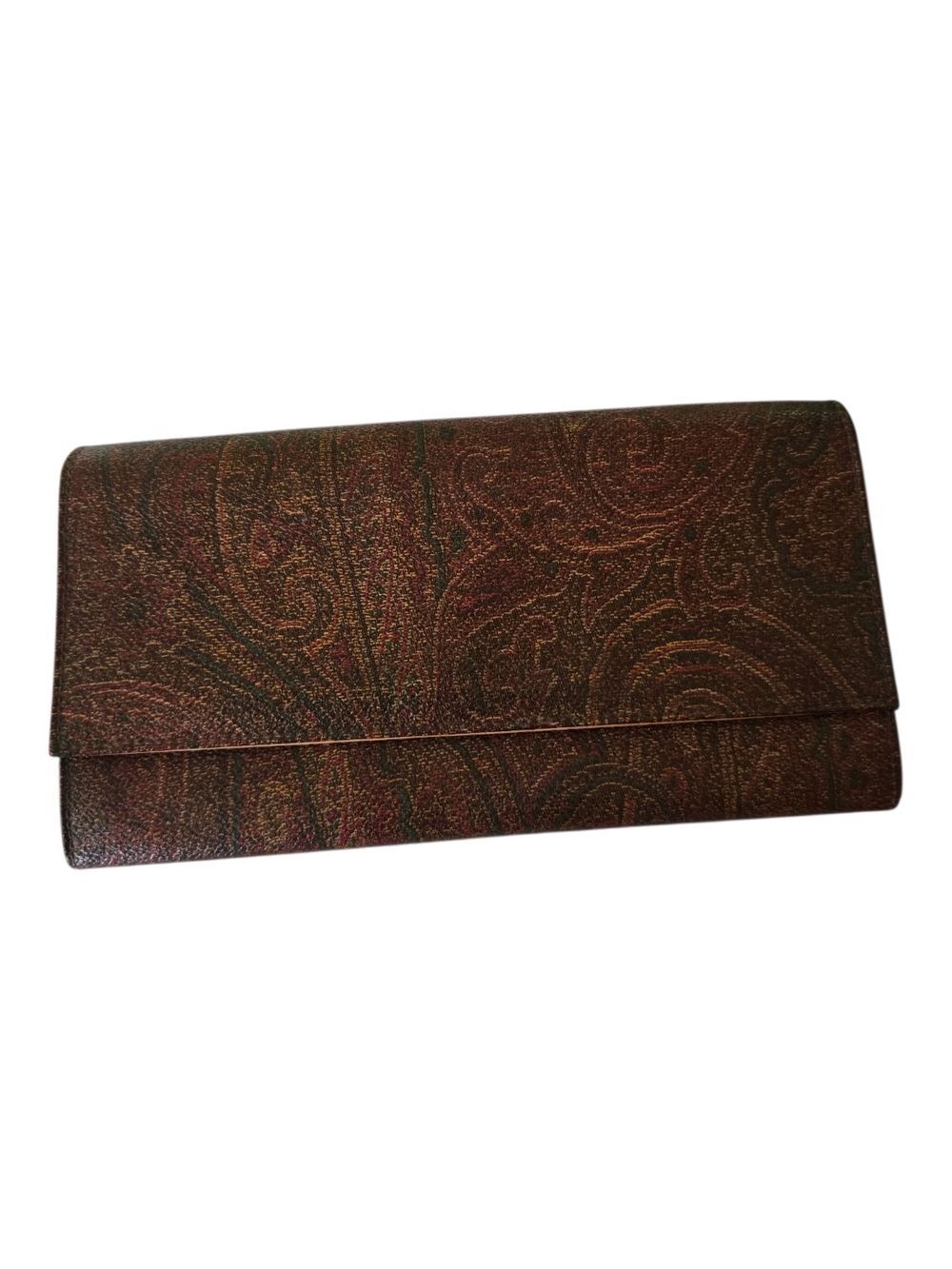 Vintage Etro Milano Paisley Leather Long Wallet Clutch Made in Italy